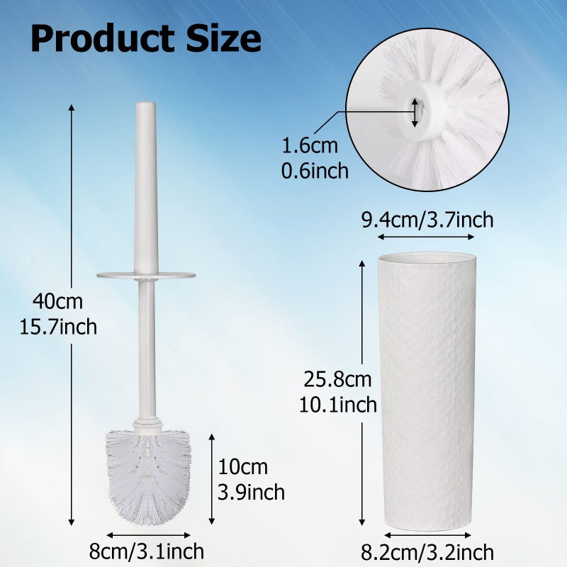 Topsky Toilet Brush 2 Pack Compact Toilet Brush & Holder Set Plastic Round Barrel Loo Brush with 2 Replacement Toilet Brush Head Durable for Bathroom Toilet White - Image 2